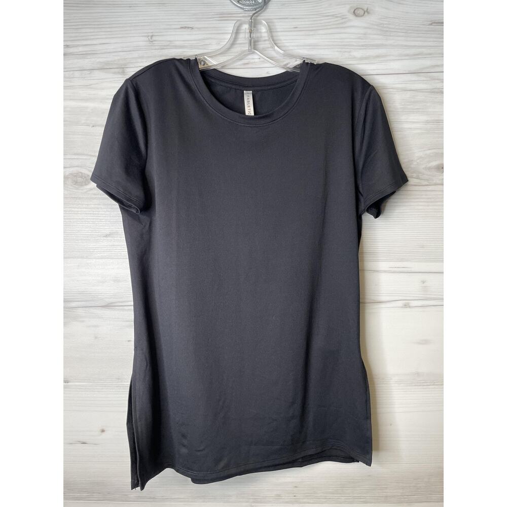 Fabletics Shirt Womens Small Black Stretch Athletic Tee Lightweight Top Logo